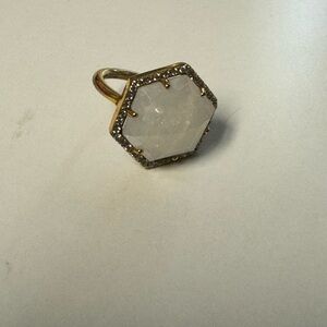 olivia and grace hexagon pave moonstone ring